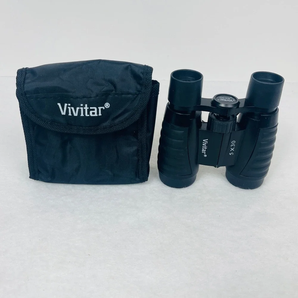 Vivitar 5x30 Binoculars Black Compact Bird Watching Sport with Carrying Case